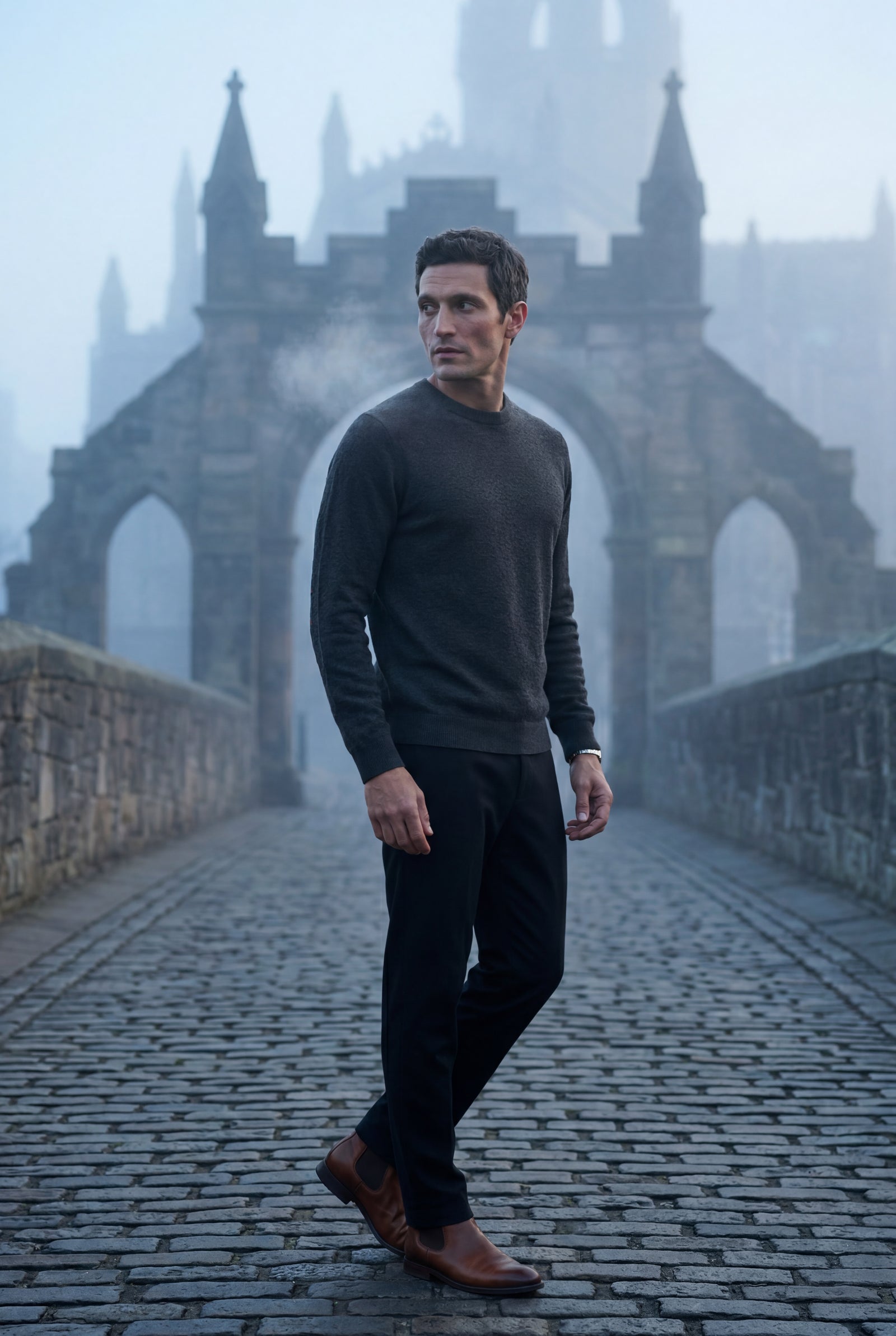 Dark Gray Fine Classic Fit Crewneck Sweater - Classic fit sweater - Photo 14