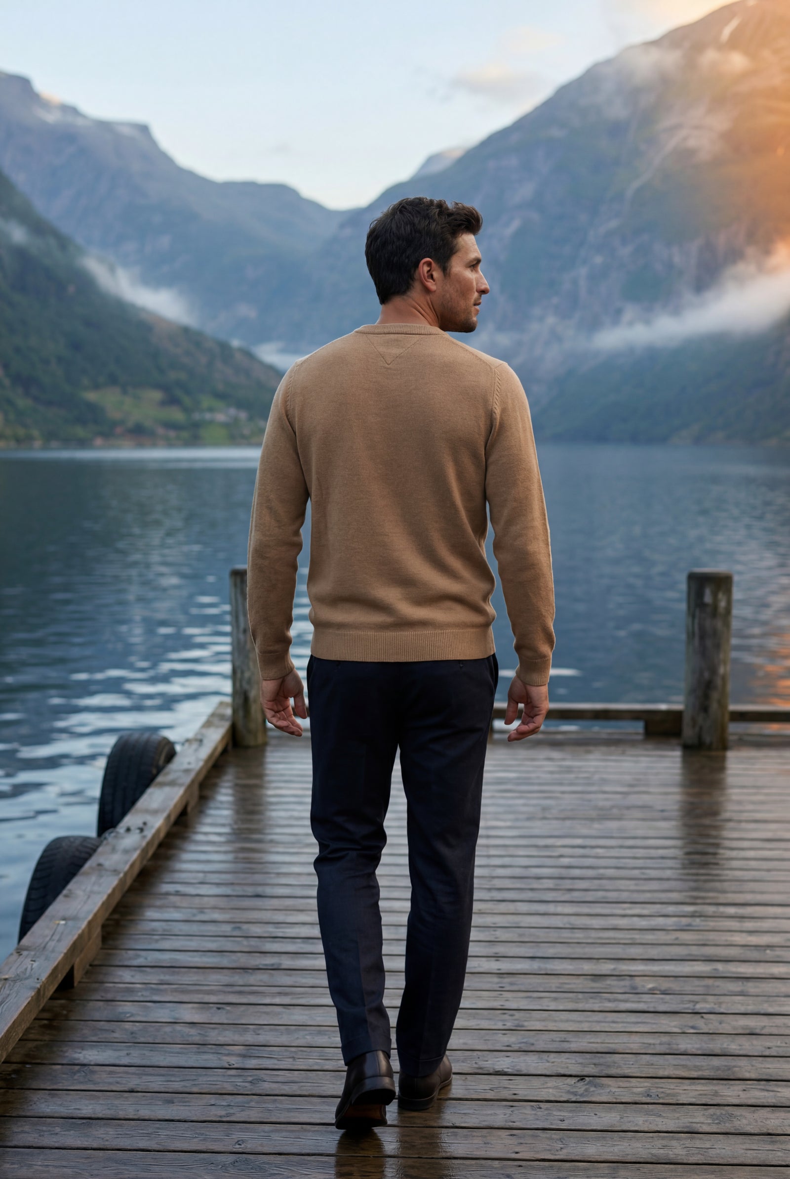 Khaki Fine Classic Fit Crewneck Sweater - Classic fit sweater - Photo 5