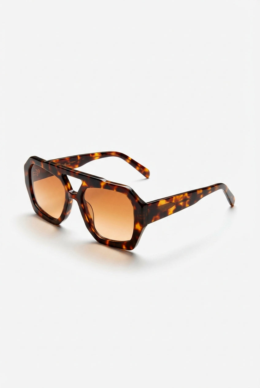 Orange Oversized Geometric Tortoiseshell Sunglasses - Oversized sunglasses - Photo 1