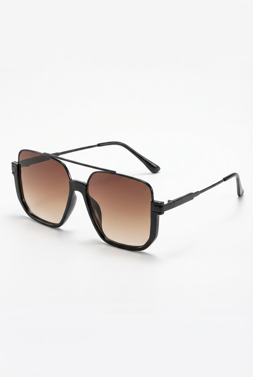 Orange Oversized Square Double Bridge Aviator Sunglasses - Photo 1