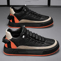 Orange Quilted Streetwear Low-top Sneakers with Bold Ribbed Sole - Photo 10