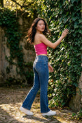 Pink Ribbed Bustier Strapless Crop Top with Cup Seaming - Strapless crop tops - Photo 24