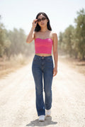 Pink Ribbed Bustier Strapless Crop Top with Cup Seaming - Strapless crop tops - Photo 27