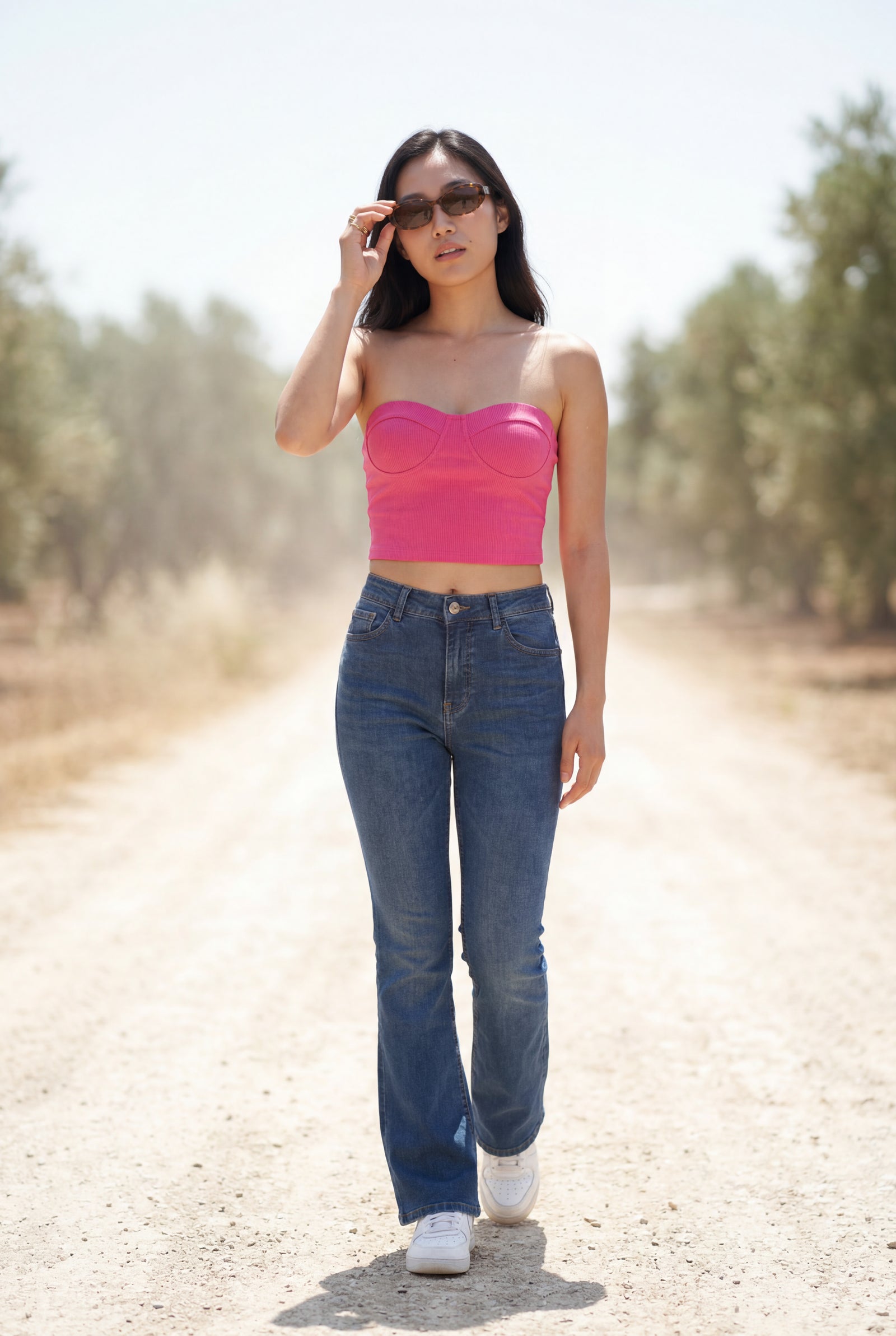 Pink Ribbed Bustier Strapless Crop Top with Cup Seaming - Strapless crop tops - Photo 27