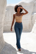 Beige Ribbed Bustier Strapless Crop Top with Cup Seaming - Strapless crop tops - Photo 6