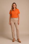 Women's Polo Shirt Elegant Fit in Orange — primary studio