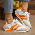 Orange Women's Retro-Inspired Lace-Up Sneakers with White Sole - Photo 11