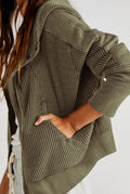 Cropped Waffle Zip-Up Hoodie in Pine — detail