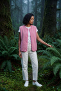 Pink Boxy Snap-button Vest with Contrast Edge Trim - Vests - Photo 4