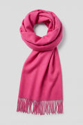 Cashmere Fringed Scarf in Pink — studio front