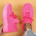 Pink Chunky Sole Lace-up Sock Sneakers - Photo 6