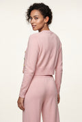 Pink Cropped Cardigan and Wide-leg Pants Set - Knit set - Photo 10