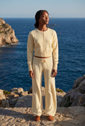 Yellow Cropped Cardigan and Wide-leg Pants Set - Knit set - Photo 6