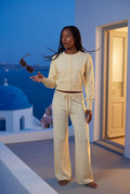 Yellow Cropped Cardigan and Wide-leg Pants Set - Knit set - Photo 8