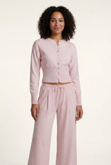 Pink Cropped Cardigan and Wide-leg Pants Set - Knit set - Photo 9