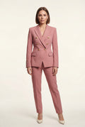 Pink Double-breasted Fitted Blazer with Gold Buttons - Photo 1