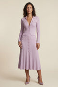 Pink Dusty Lavender Ribbed Collared Button-front Midi Dress - Photo 1