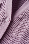 Pink Dusty Lavender Ribbed Collared Button-front Midi Dress - Photo 3