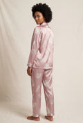Pink Floral Print Pajama Set with Button-up Blouse - Photo 3