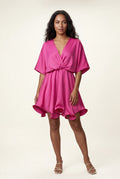 Pink Flutter Sleeve Ruffle Hem Mini Dress - Photo 1