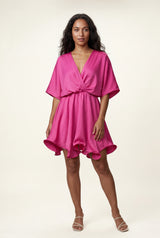 Pink Flutter Sleeve Ruffle Hem Mini Dress - Photo 1