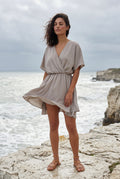Gray Flutter Sleeve Ruffle Hem Mini Dress - Photo 9