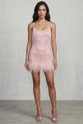 Pink Fringe Feather-trim Mini Cocktail Dress - Mini dress - Photo 3