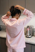 Heart Button Pajama Set in Pink — studio angle