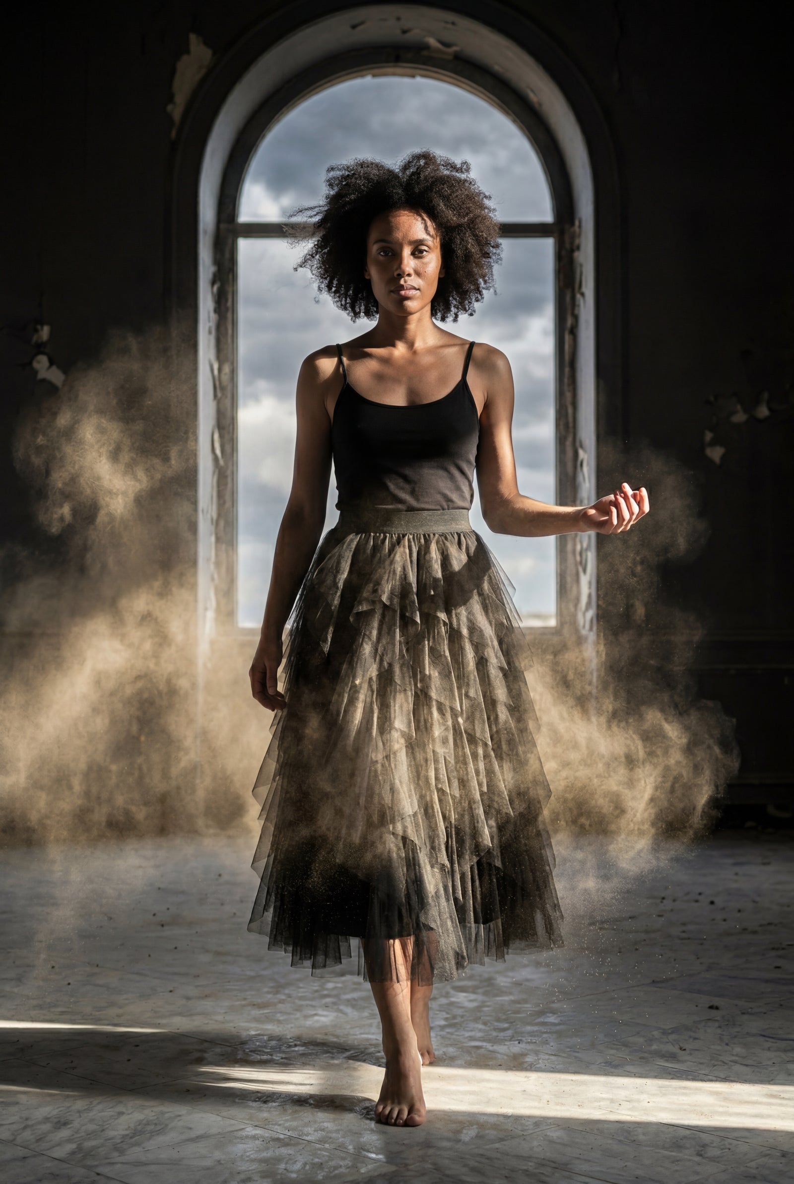 Black Layered Asymmetric Hem Midi Skirt with Elastic Waistband - Layered skirts - Photo 12