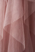 Pink Layered Asymmetric Hem Midi Skirt with Elastic Waistband - Layered skirts - Photo 3