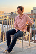 Men's Hooded Shirt Buttoned in Pink — lifestyle shot