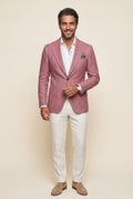 Pink Men's Windowpane Check Tailored Slim Fit Blazer - Tailored blazer - Photo 21