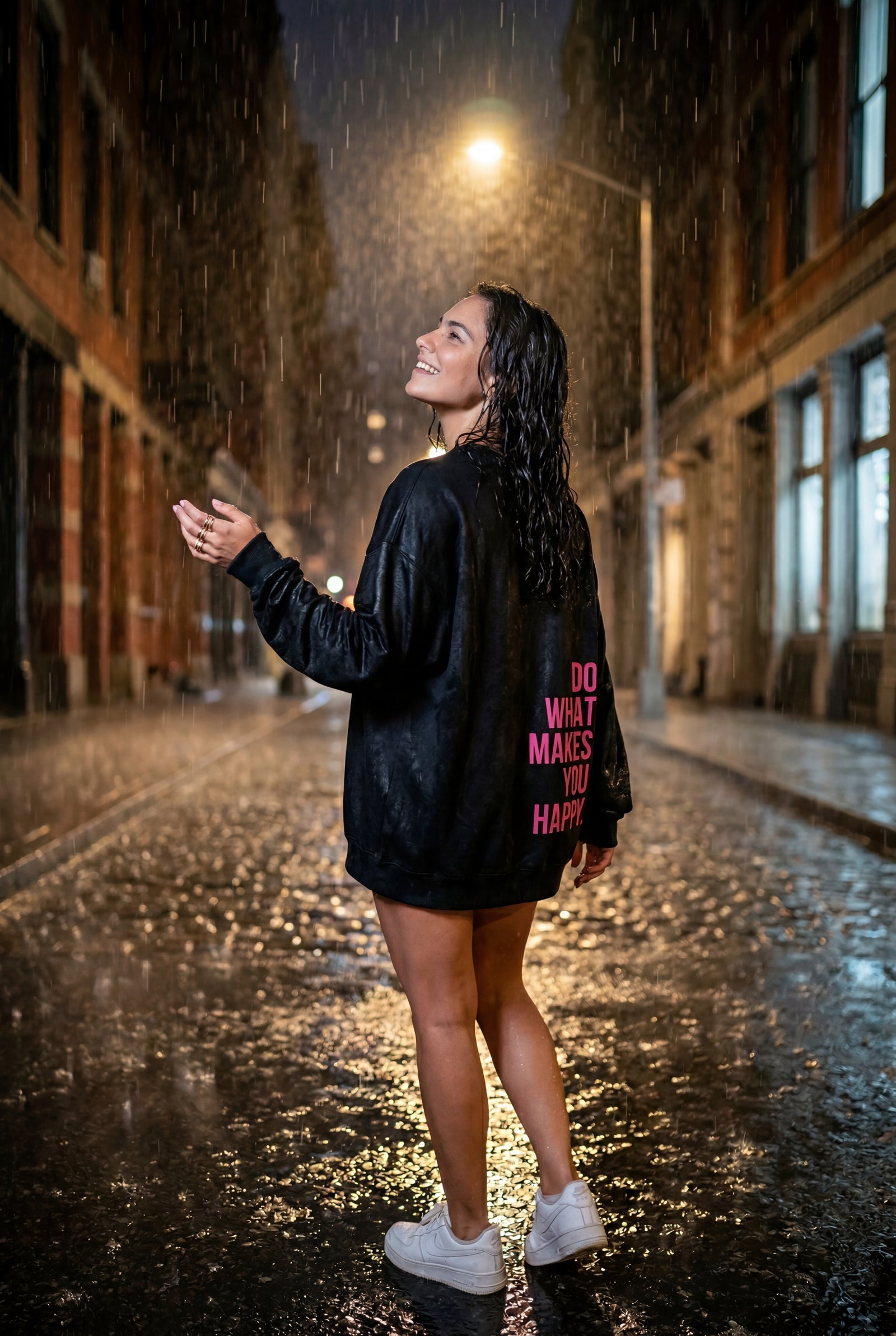 Black Motivational Back Print Oversized Graphic Hoodie - Oversized hoodie - Photo 9