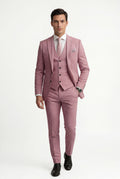 Pink Notch Lapel Tailored Three-piece Suit - Photo 30