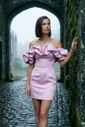 Pink Off-shoulder Ruffle Mini Dress - Photo 10