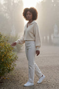 Apricot Oversized Collared Chunky Sweater with Balloon Sleeves - Oversized sweater - Photo 14