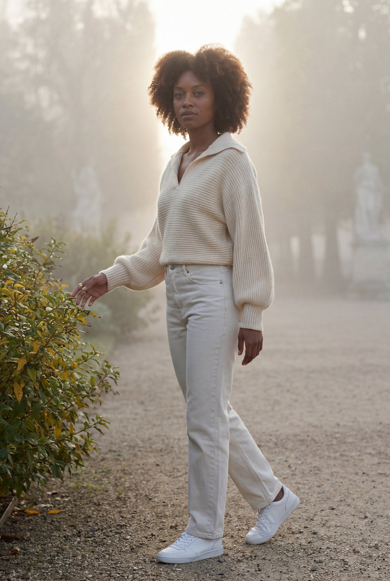 Apricot Oversized Collared Chunky Sweater with Balloon Sleeves - Oversized sweater - Photo 14