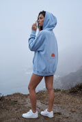 Light Blue Oversized Sun Print Back Graphic Hoodie - Oversized hoodie - Photo 4