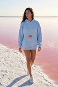 Light Blue Oversized Sun Print Back Graphic Hoodie - Oversized hoodie - Photo 7