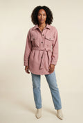 Pink Relaxed Button-front Utility Jacket with Flap Pockets - Button jacket - Photo 17