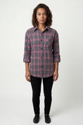Pink Relaxed Fit Checked Button-down Shirt with Curved Hem - Checked shirt - Photo 5