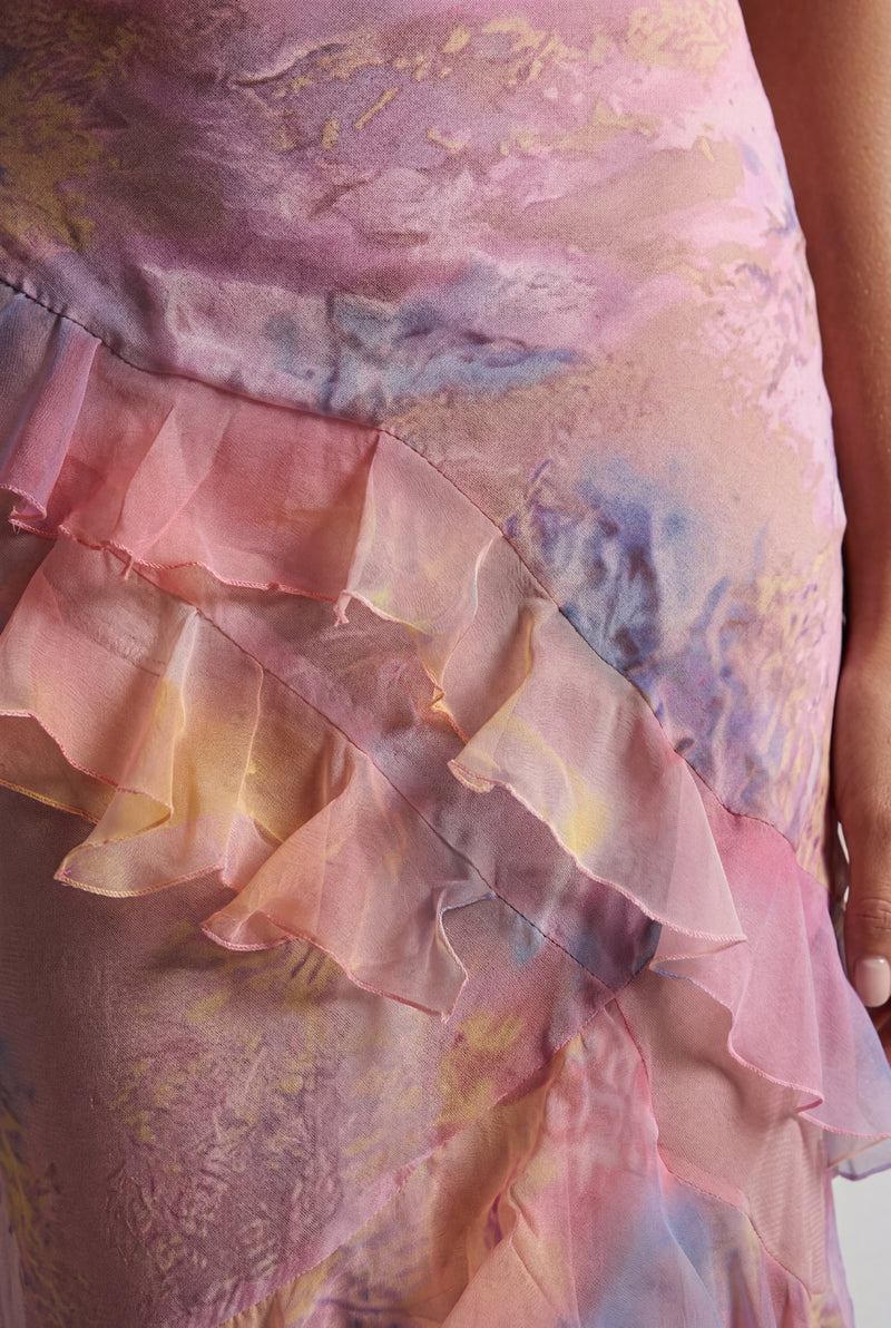 Pink Sheer Ruffled Tiered Maxi Slip Dress - Maxi dress - Photo 4