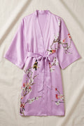 Silk Kimono Robe in Pink — studio front