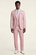 Pink Slim Fit Three-piece Tailored Formal Suit Set - Formal suits - Photo 3