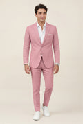 Pink Slim Tailored Suit with Notch Lapel and Tapered Trousers - Linen suit - Photo 7