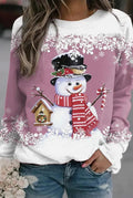 Snowman Graphic Sweater in Pink — front view