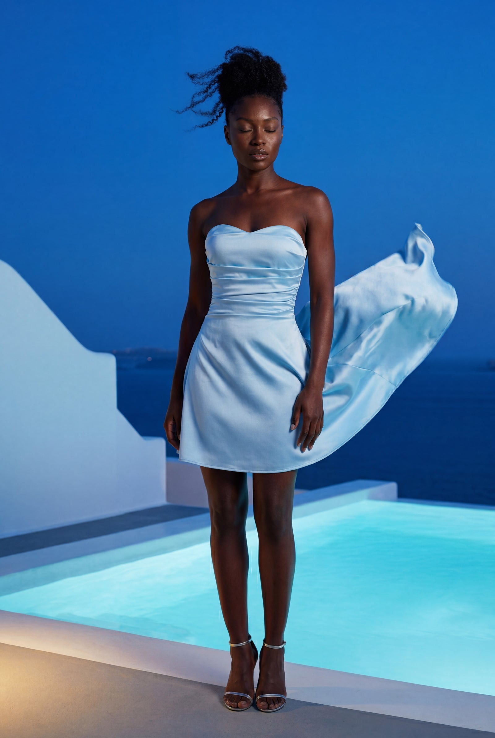 Baby Blue Strapless Bustier Mini Cocktail Dress - Photo 8