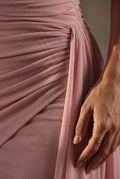 Pink Strapless Ruched Mini Cocktail Dress with Draped Sash - Photo 5