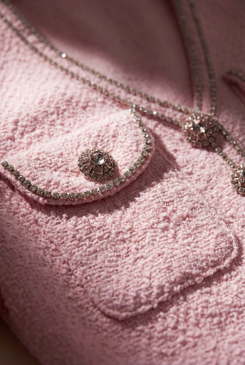 Pink Textured Pink A-line Mini Dress with Button Front - A-Line dress - Photo 4