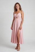 Pink Twist-front Cutout Midi Dress with Side Slit - Photo 5